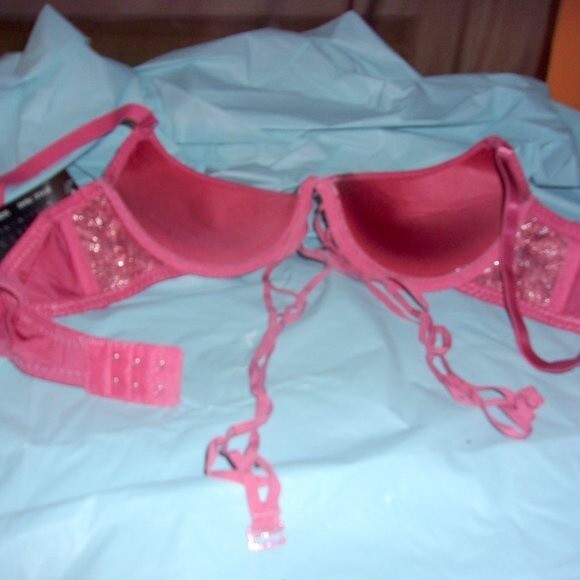 Youmita Mauvewood Metallic Lace Plunge 36C Bra and Medium Lace Boyshorts - Picture 3 of 13